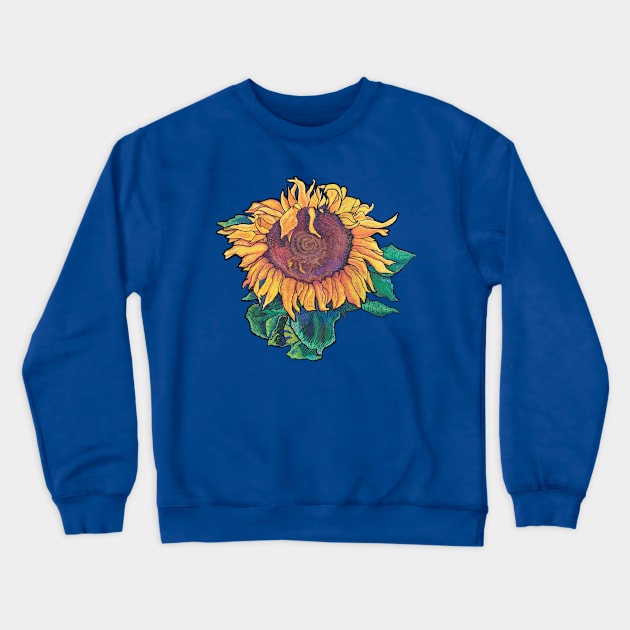 Big Sunflower Moderna Crewneck Sweatshirt by NoCoBirds